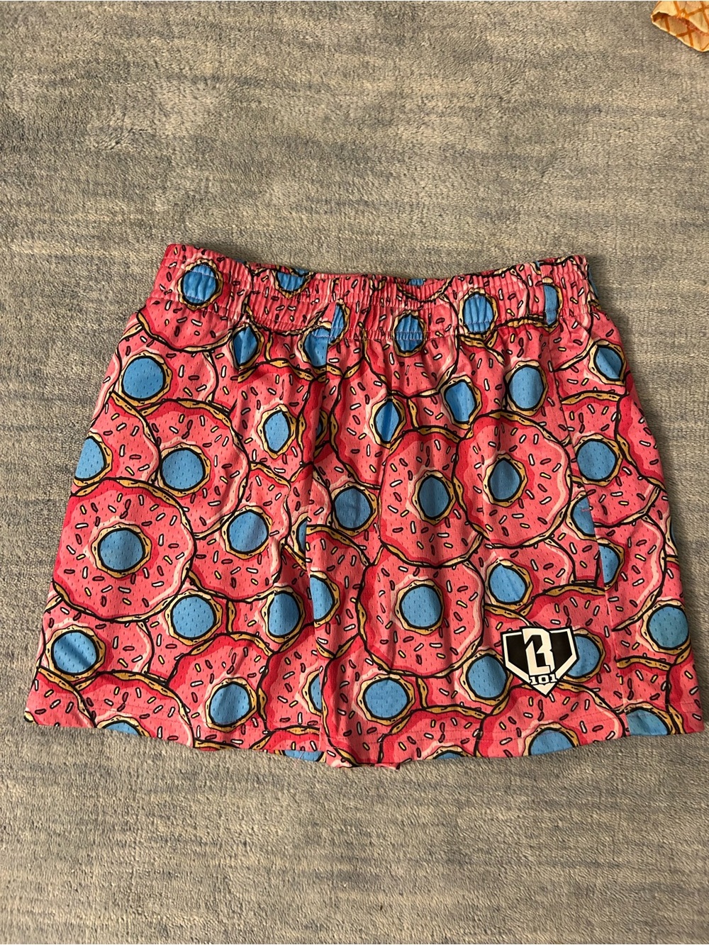 Pink Donut Print Shorts with Elastic Waist